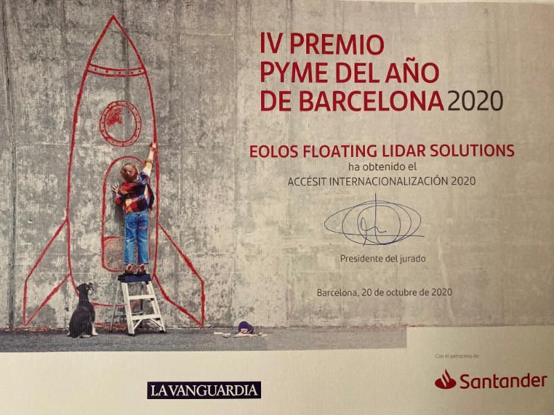 EOLOS el premio a la mejor PYME de Barcelona 2020 en el área de Internacionalización